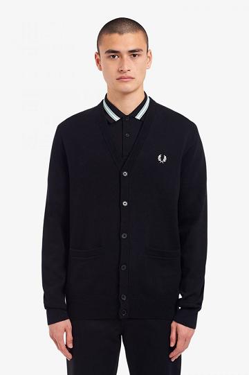 Pánské Knitwear Fred Perry Classic Cardigan Černé | CZ 1763XYUF